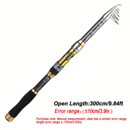 [Quality Construction] Sougayilang Ultralight Carbon Fiber Spinning Fishing Rod - Portable, Medium Action, 6.72-9.84ft Extendable Length, Black & Golden with Comfort Grip Handle - Ideal for All Anglers