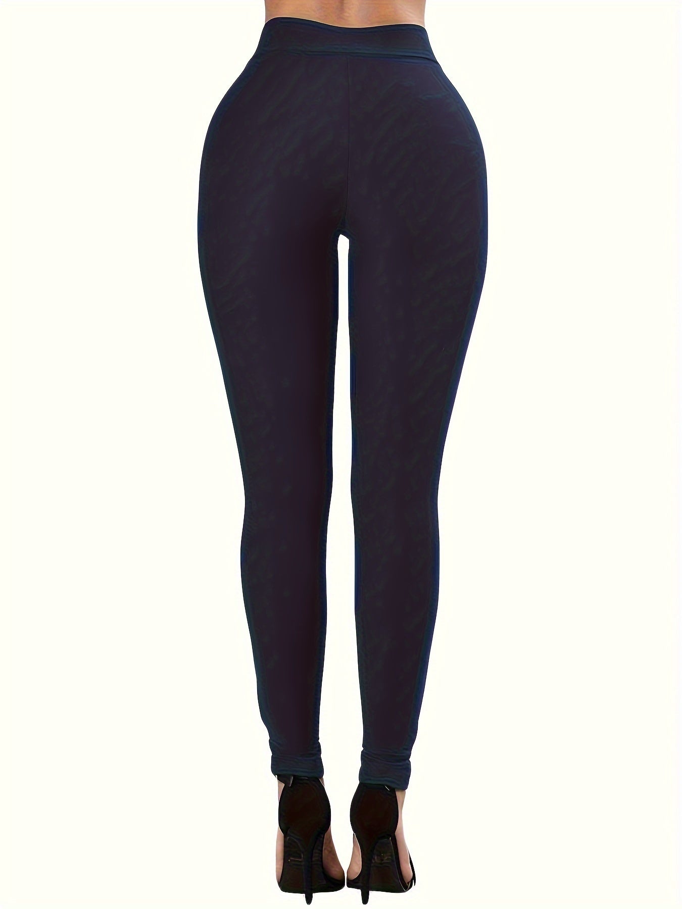 [Solid Color Cropped Leggings] High-Waist Leggings - Sexy Cross-Strap, Stretch Polyester Blend, Eyelet Detail, Solid Color Cropped Pants for Women - Perfect for Fall/Spring