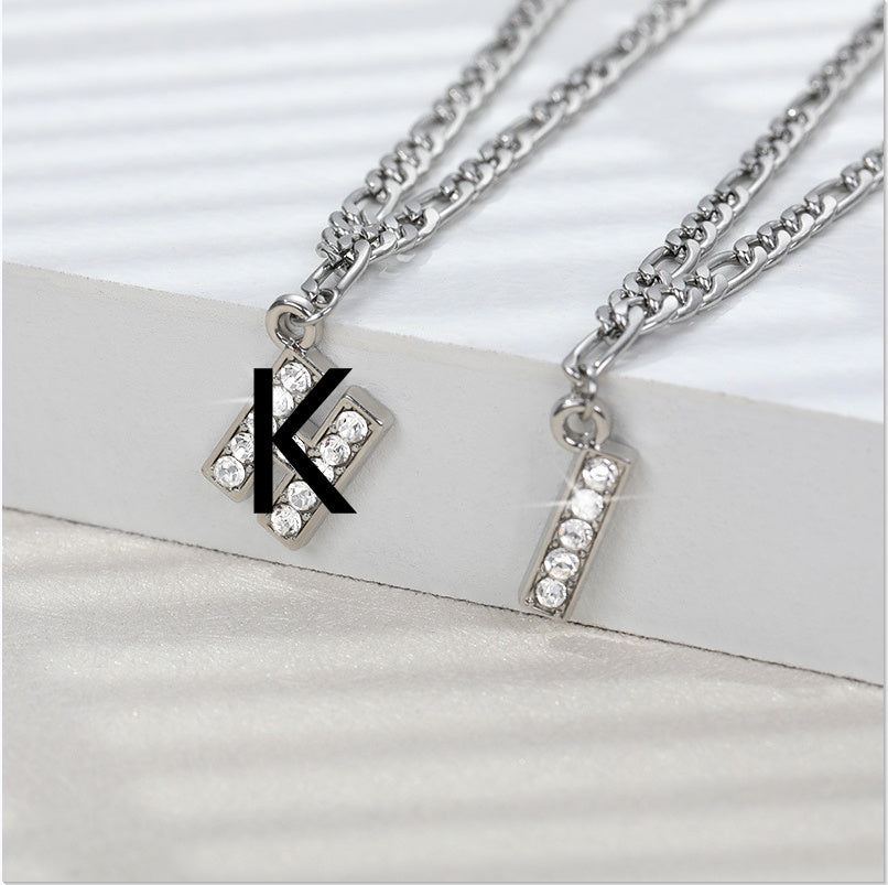 English Alphabet Stainless Steel Zircon All-match Anklet