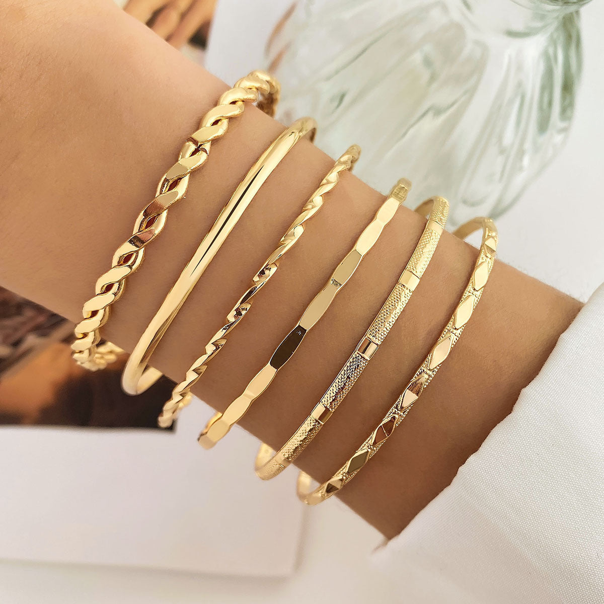 5-7pcs Bracelet Set Creative Simple Temperament Lady Twisted Hip Hop Style Bracelet