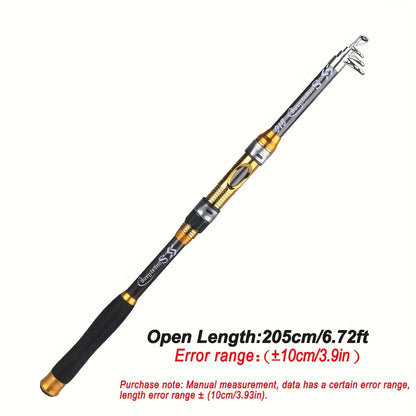 [Quality Construction] Sougayilang Ultralight Carbon Fiber Spinning Fishing Rod - Portable, Medium Action, 6.72-9.84ft Extendable Length, Black & Golden with Comfort Grip Handle - Ideal for All Anglers