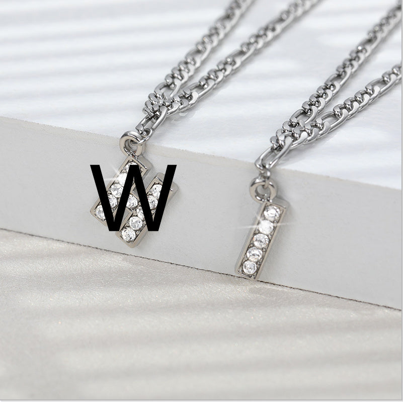 English Alphabet Stainless Steel Zircon All-match Anklet