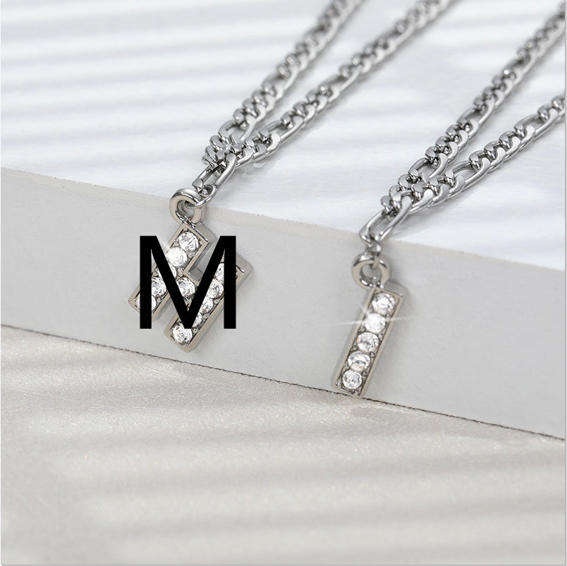English Alphabet Stainless Steel Zircon All-match Anklet