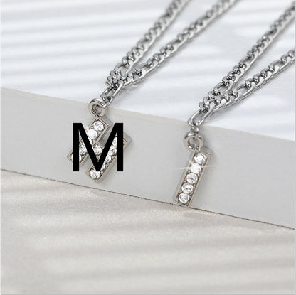 English Alphabet Stainless Steel Zircon All-match Anklet